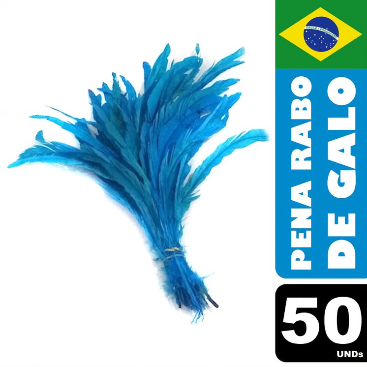 Pena Rabo de Galo Colorido Artesanato Carnaval 30-40 cm 040