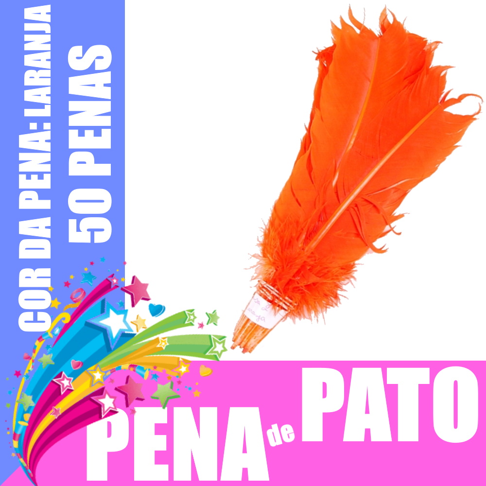 Penas de Pato Cores Carnaval Artesanato Decor 50 Und Laranja