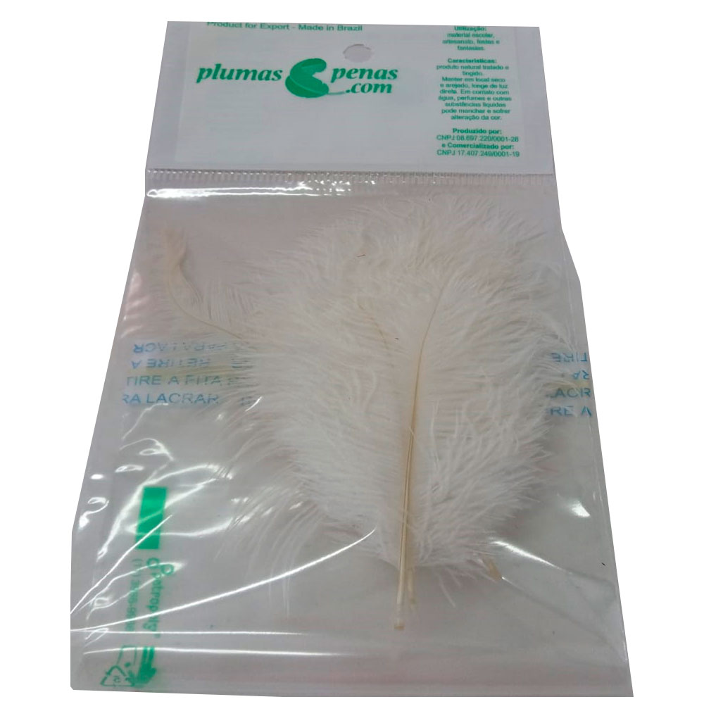 Pluma de Avestruz Confete 5 a 12 cm Branco 200 Unidades