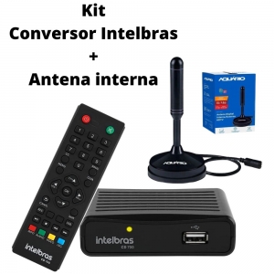 Kit Conversor digital intelbras + Antena digital interna aquário