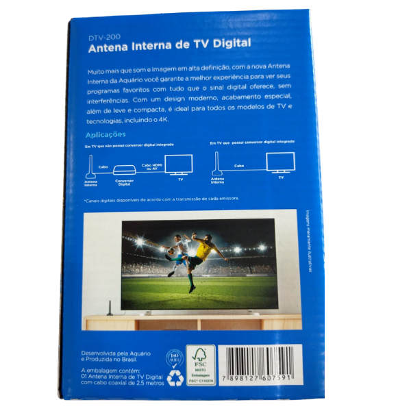 Antena Interna para TV Digital Aquário DTV-200