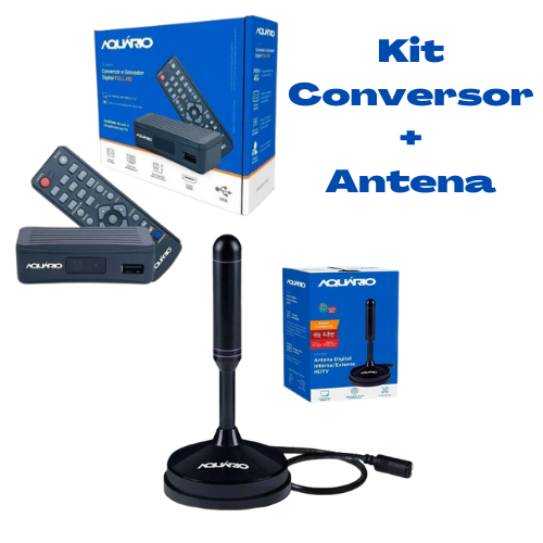 Conversor Digital Aquário Dtv-4000 com Antena interna Aquário DTV-100