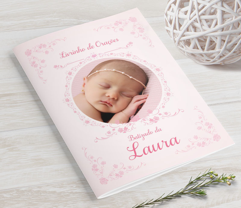 Livrinho de Orações com fotos do bebê - Rosinhas - Foto 0