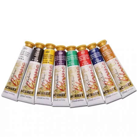 Kit Tinta Oil Colors Classic Acrilex - Estojo com 8 Cores