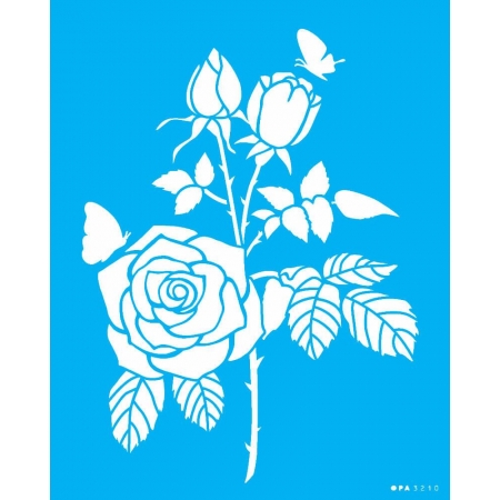 Stencil 20x25 - Flor Rosas e Borboleta (OPA 3210)