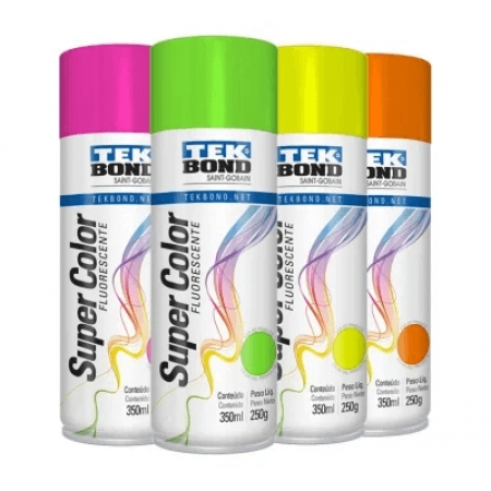 Tinta Spray Super Color Fluorescente 350ml/250g Tek Bond