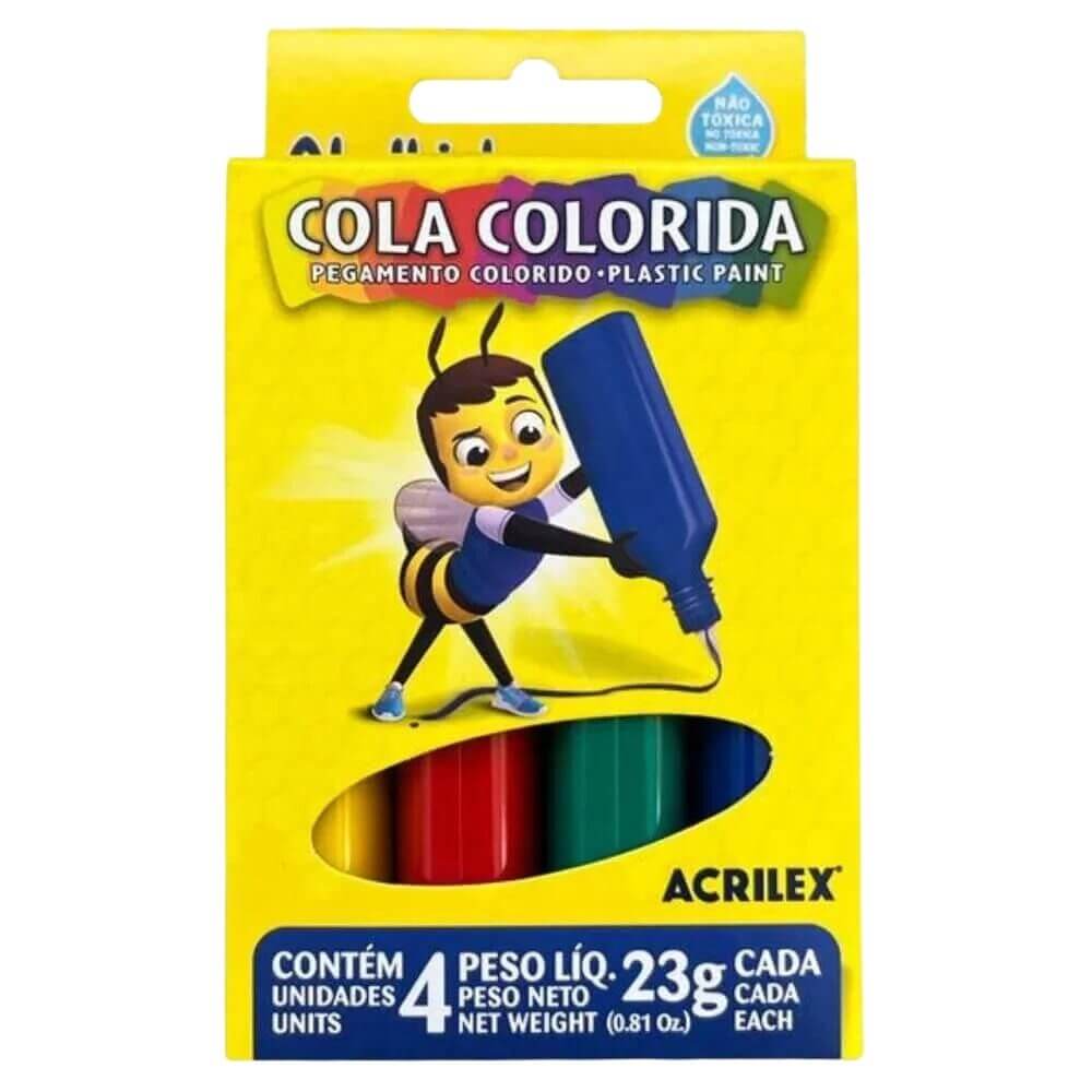 Cola Colorida Acrilex - Com 4 Cores
