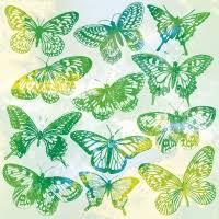 Pct. De Guardanapos 20 Un. Ref.13314016- Aquarell Butterflies Green - Borboleta