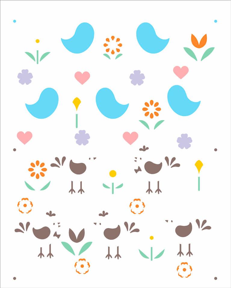 Stencil 20x25 - Estamparia Pássaros e Flores(OPA 2971)