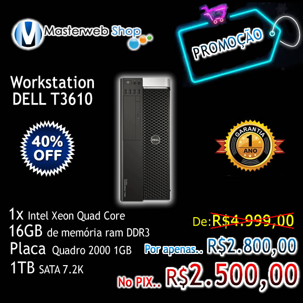 Workstation Dell T3610 1x Quad 16GB DDR3 1TB de HD
