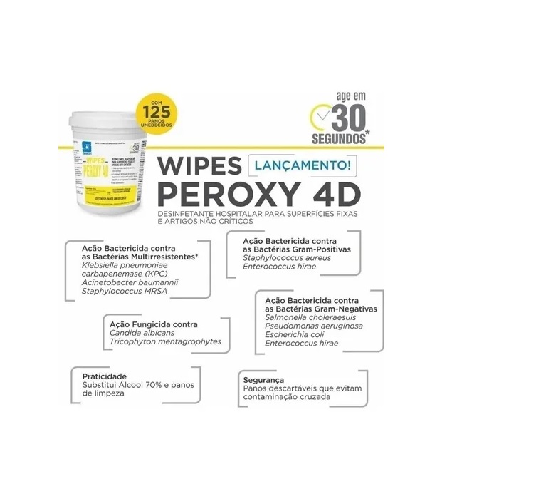 Wipes Peroxy 4D - Lenços Umedecidos (bactericida) Spartan