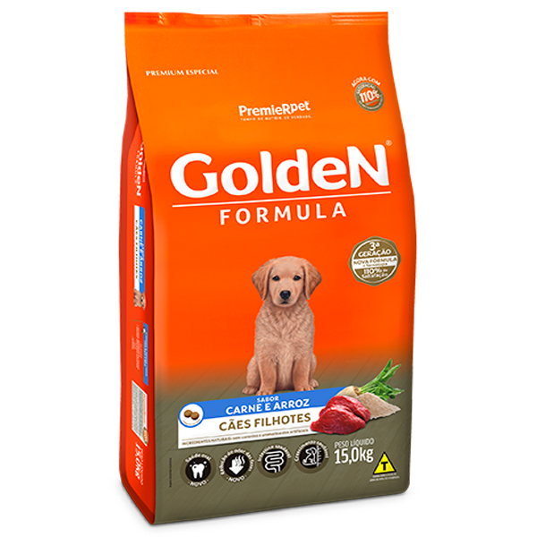 Ração Golden Formula para Cães Filhotes Sabor Carne e Arroz
