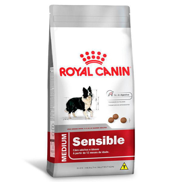 Ração Royal Canin Medium Sensible para Cães Adultos ou Idosos de Raças Médias com Paladar Sensível 15Kg
