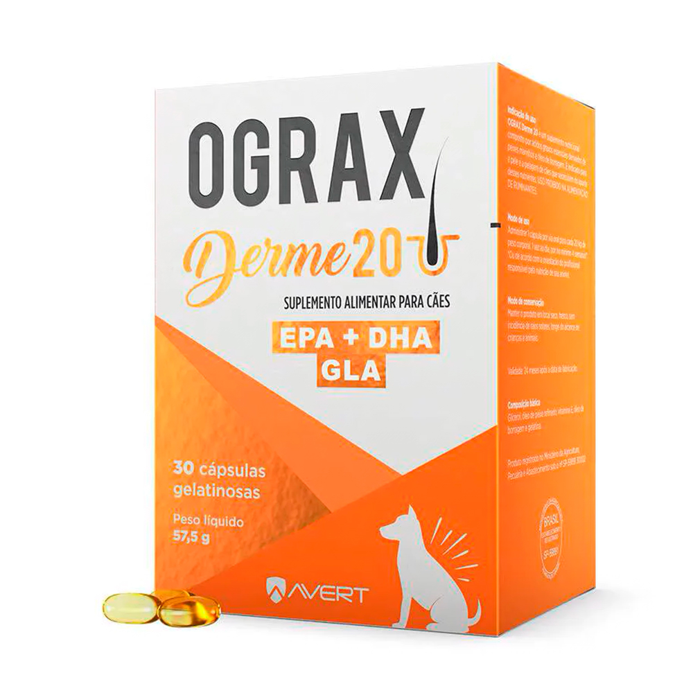 Suplemento  Avert Ograx Derme 20 para Cães - C/ 30 Cápsulas