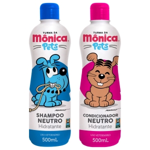 Shampoo Neutro + Condicionador Hidratante Turma da Mônica 500ml para Cães e Gatos