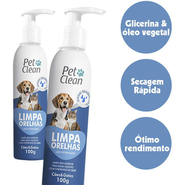 Combo Higiene 2 Limpa Lágrimas + 2 Limpa Ouvidos para Cães e Gatos