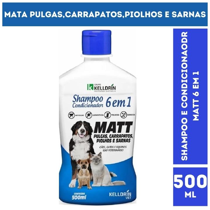 Shampoo e Condicionador Matt Antipulgas e Carrapatos 6 em 1 para Cães e Gatos