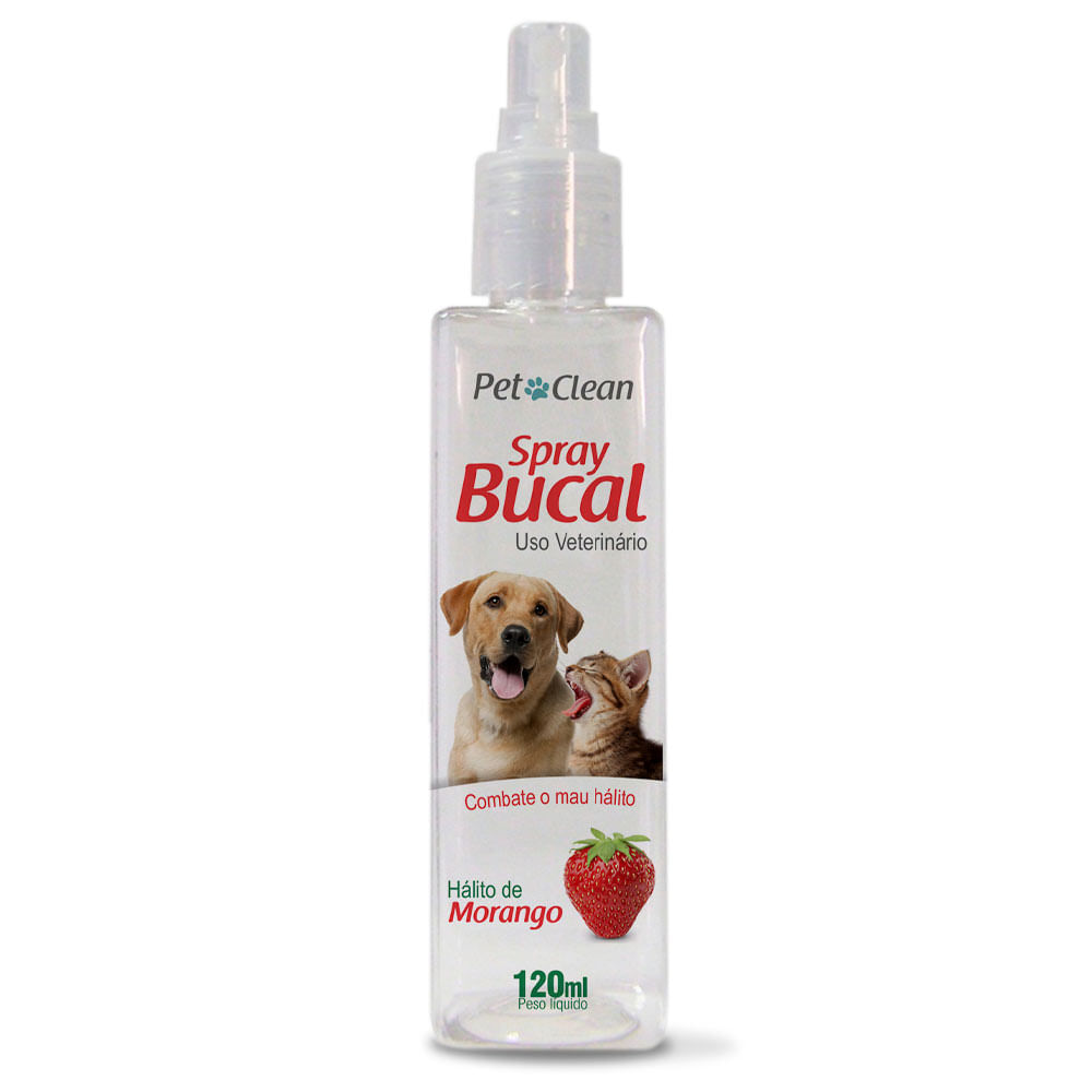 Spray Bucal Pet Clean Morango 120 mL para Cães e Gatos