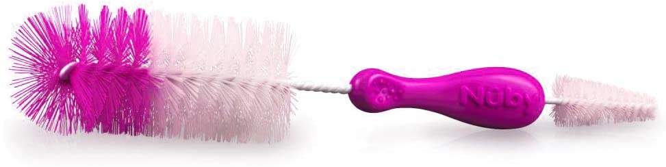 Escova Limpeza Para Mamadeira E Bicos  2 Em Um Rosa  - Nuby