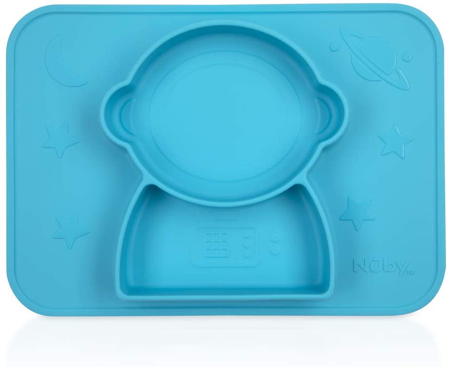 Prato Infantil Silicone Com Ventosa Antiderrapante Azul - Nuby
