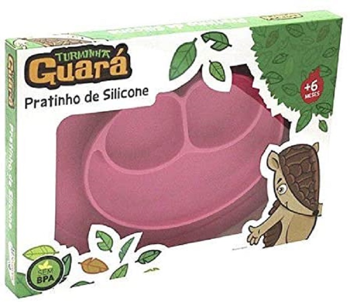 Prato Silicone com divisórias Rosa - Turminha Guara